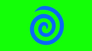 video animasyonu mavi spiral şekil döner, yeşil anahtar renk arkaplan üzerinde