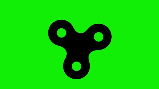 ビデオアニメーションブラックアイコンシルエットターニングゲームおもちゃスピナーオブジェクト 緑色のクロマの背景に — ストック動画