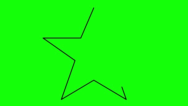 Video Animation Stjärna Form Platt Ritning Kontur Grön Kroma Nyckel — Stockvideo
