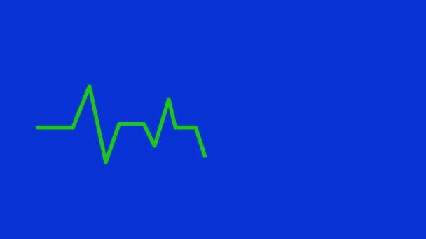 Video Animace Zelené Čáry Kreslení Elektrokardiogramu Vzory Modrém Pozadí Chroma — Stock video