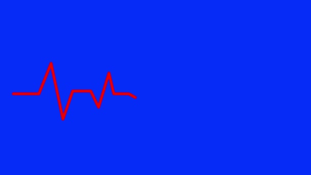 Video Animation Röd Elektrokardiogram Hjärtslag Och Hjärtform Blå Kroma Nyckel — Stockvideo