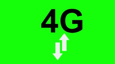 video animasyon simgesi 4G wifi teknolojisi, yeşil renkli anahtar arkaplan