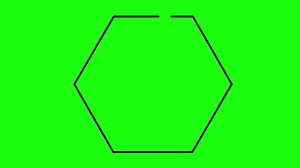ビデオアニメ 六角形の図面のアウトライン 緑色のクロマキーの背景 — ストック動画