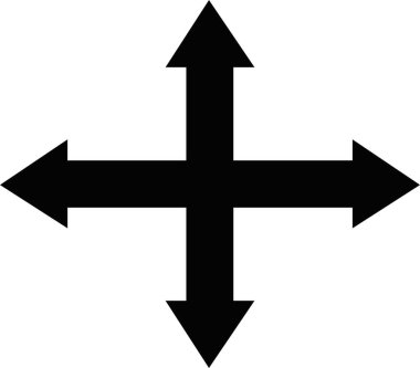 Yukarı, aşağı, sağ ve sol duyuları gösteren vektör illüstrasyon okları