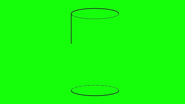 ビデオアニメーションシリンダー形 3次元描画アウトライン 緑色のクロマキー背景 — ストック動画