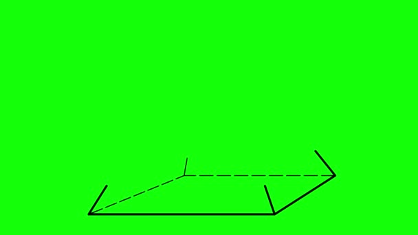 ビデオアニメーションプリズムや三角形の形 グリーン クロマ キーの背景にアウトラインを描画する3次元 — ストック動画