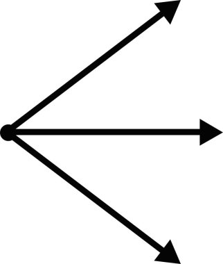 Çizim çizimleri ile doğru yönde farklı yönleri gösteren üç ok çizimi