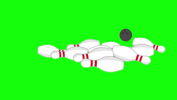 Animasi Video Bola Bowling Dan Pin Membuat Permainan Strike Pada — Stok Video