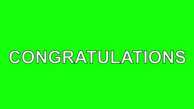 video animasyonu siyah-beyaz simgesi yeşil renkli anahtar arka plan için tebrik mesajı