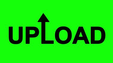 Green Chroma anahtar arkaplan üzerinde hareket eden ve yukarı bakan bir ok ile video animasyon metni yükle