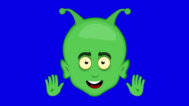 Animação Vídeo Enfrentar Desenhos Animados Extraterrestres Alienígenas Com Uma Expressão — Vídeo de Stock