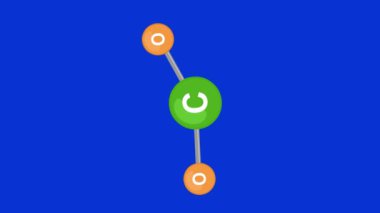Video animasyon karbondioksit gaz kimyasal molekülü, mavi krom anahtar arka planda dönüyor