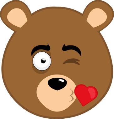 vektör çizimi boz ayı kalp şeklinde bir öpücük veriyor