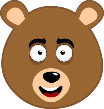 Vektör illüstrasyon yüzü neşeli bir ifadeyle kahverengi boz ayı çizgi filmi