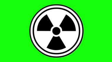 Video çizim simgesi uyarı radyoaktif risk, siyah beyaz çizilmiş. Yeşil krom anahtar arka planında