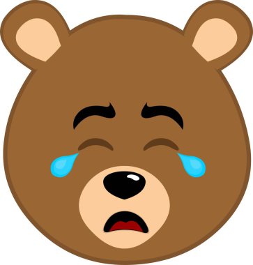 Gözlerinden yaşlar boşalarak ağlayan boz ayı karikatürü.