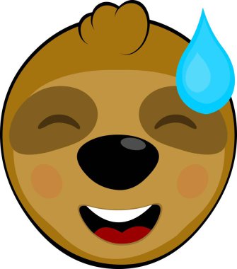 vector illustration face bear sloth character animal cartoon, with an expression of shame and a drop of sweat clipart