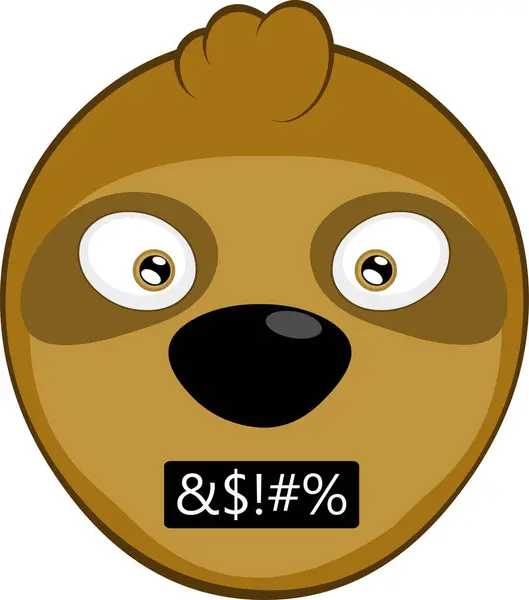 stock vector vector illustration face bear sloth character animal cartoon, with angry expression and insult censure