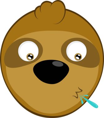 vector illustration face bear sloth character animal cartoon, spitting saliva clipart