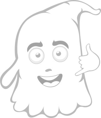 vector illustration character ghost cartoon, making a call me by phone or shake gesture with his hand clipart