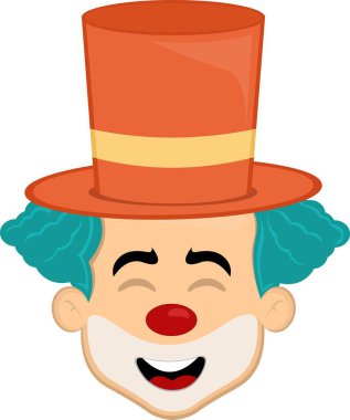 Vektör çizimi, arkadaş canlısı ve mutlu bir ifadeyle karakter palyaçosu karikatürü ile karşılaşıyor.