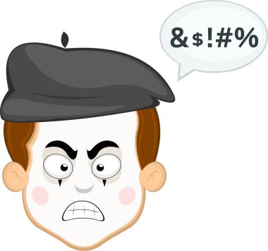 vektör illüstrasyonu, bir konuşma balonu ve hakaret metni ile sokak sanatçısı mim karikatürü karakteri ile karşı karşıya