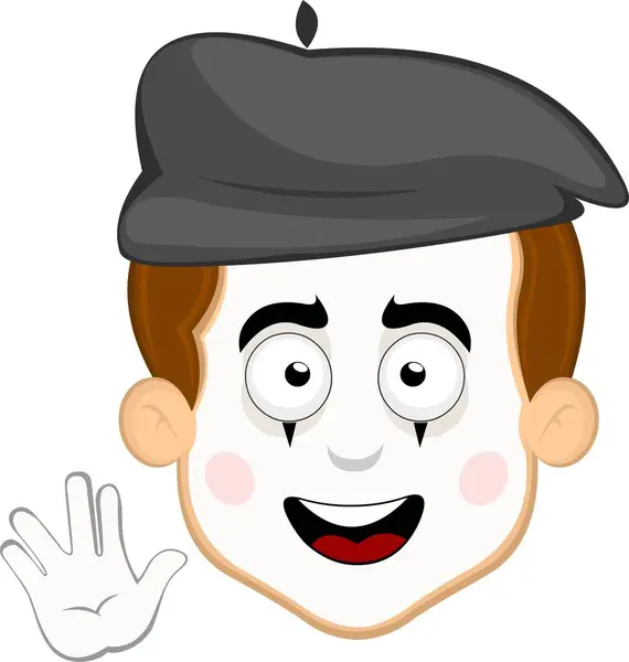 stock vector vector illustration face character of street artist mime cartoon, with a happy expression and doing vulcan salute with his hand