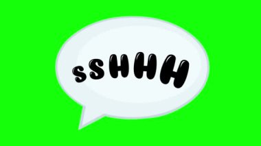 Sessizlik konsepti sorulurken metin ile video animasyon konuşma balonu, yeşil renkli anahtar arkaplan