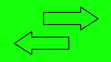 Görüntü animasyon simgesi ana hatlardan siyah siluete yanıp sönen oklar, sağ ve sol yönleri gösteriyor. Krom anahtar arka planında