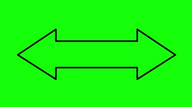 Görüntü animasyonu çift anlamlı parlayan ok, sol ve sağ tarafı gösteriyor, siyah siluet ve çevre çizgisi ile tasarlanmış. Yeşil krom anahtar arka planında