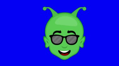 Video animasyonu uzaylıyla, uzaylıyla ya da goblin çizgi filmiyle yüzleşir, güneş gözlüğü takar ve mavi renkli anahtar arka planda kaş kaldırır.