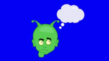 Video animasyonu uzaylılarla, uzaylılarla ya da goblin çizgi filmleriyle, şüpheli bir ifadeyle ve soru işaretli bir düşünce bulutuyla yüzleşir. Mavi krom anahtar arka planında