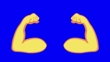 video animasyonu sarı kollar kasları gösteriyor, bue chroma anahtar arkaplan üzerinde