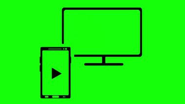 bir cep telefonunun siyah ekran aynası ve yeşil renkli anahtar arka planda bir bilgisayar monitörü aygıtı.