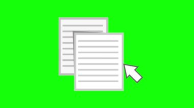 Görüntü canlandırma imleci fare yeşil renkli anahtar arkaplan üzerinde dosya kopyalama düğmesine tıklıyor