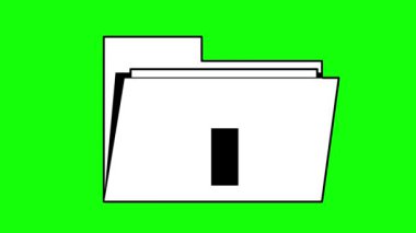 Dosya yükleyen bir dizinin video canlandırma pc simgesi, yukarı doğru hareket eden yeşil bir ok, siyah beyaz çizilmiş bir çizim. Yeşil krom anahtar arka planında