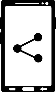 Web sitesi paylaşım sembollü siyah beyaz cep telefonu simgesi