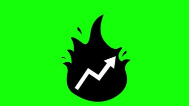 video animasyonu siyah-beyaz simge hareketi ve ok yukarı doğru çizimi, trend konu konseptinde, yeşil krom anahtar arkaplan üzerinde