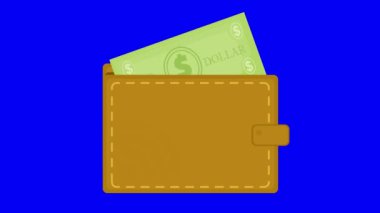 mavi renkli anahtar arka planında video animasyon sanal cüzdan konsepti