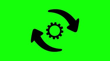 video animasyonu siyah oklar ve süreç konseptinde dönen dişli yeşil renkli anahtar arkaplan