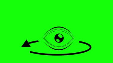 video animasyonu siyah göz görünümü 360 derece konsept, yeşil renkli anahtar arkaplan