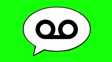 video animasyonu ikon konuşma balonu ve sesli mesaj sembolü konsepti çiziyor, çizim siyah ve beyaz renkte. Yeşil krom anahtar arka planında