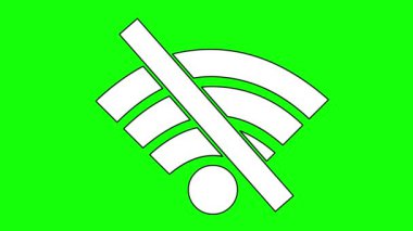 Video animasyon simgesi Wi-Fi sembolü yok, siyah-beyaz çizilmiş. Yeşil krom anahtar arka planında