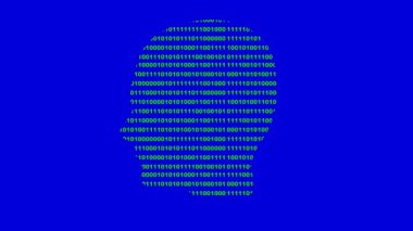 video animasyon siluet profil görüntüsü insan kafası çift kodlu 0 ve 1 bit sayılarla tasarlandı, mavi renkli anahtar arkaplan üzerinde