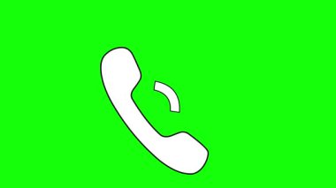 video animasyon çizimi ikon telefon ve dalga sinyali, telefon konsepti üzerinde konuşma konseptinde, çizim siyah ve beyaz renkte. Yeşil krom anahtar arka planında