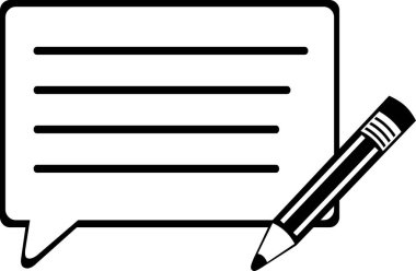 vektör illüstrasyon çizimi ikon sohbet balonu yükleme ve mesaj metni yazma, siyah beyaz çizim