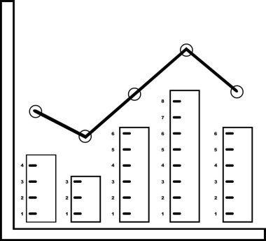Vektör illüstrasyon ikonu istatistiksel grafiği, çizim çizimi siyah ve beyaz renkte