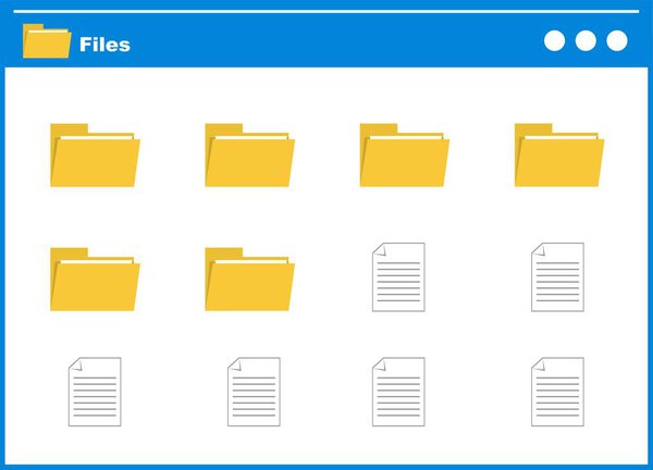 Векторная иллюстрация иконка файла и папки исследователя компьютерной системы