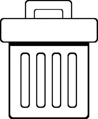vektör illüstrasyonu siyah beyaz simge çöp kutusu nesnesi çiziyor