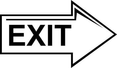 vektör illüstrasyonu siyah beyaz çıkış okunu çiziyor